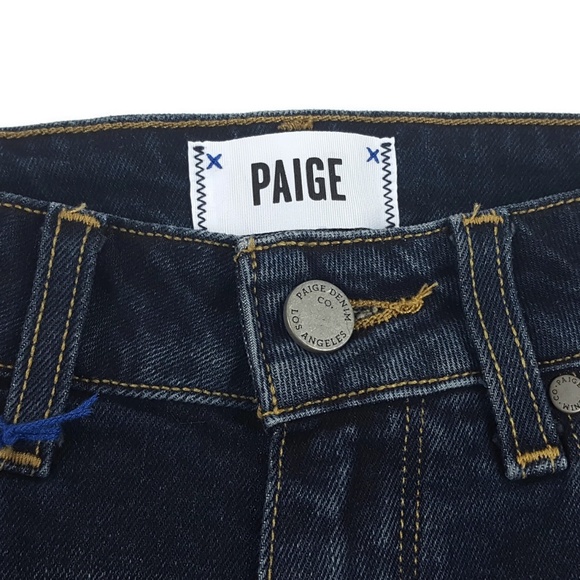 Paige Margot Cut Off Dark Wash High Rise Shorts - Picture 2 of 5